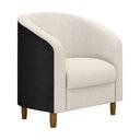 Ver imagem 1 de Poltrona Decorativa 71cm Dolar Courino Preto | Bouclé Suave Off White - Sallar Home