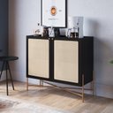 Ver imagem 2 de Balcão Bar 2 Portas 93 Cm Palhinha Pé Metal Oslo