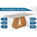 Ver imagem 2 de Mesa de Sala Jantar Ágata + Tampo Madeirado Vidro 180x90cm Nature/Off White - Cimol