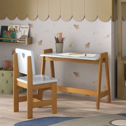 Mesa Escrivaninha Infantil em MDF e Madeira Maciça Sofia  - 2