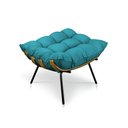 Ver imagem 1 de Puff Costela Suede Azul Turquesa Base Metálica - Pallazio