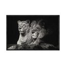Ver imagem 2 de Quadro Decorativo - Casal de Leoes Preto e Branco Anm014 Vidro com Impressão Uv - 80x60cm