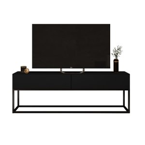 rack para sala estilo indutrial com 2 gavetas Preto