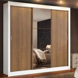 Guarda Roupa Casal Madesa Mônaco 3 Portas de Correr com Espelho - 2
