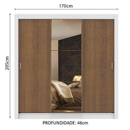 Guarda Roupa Casal Madesa Mônaco 3 Portas de Correr com Espelho - 4