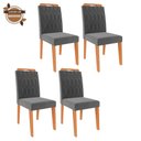 Ver imagem 4 de Conjunto de Mesa de Jantar Tampo de Vidro Off White Agata e 4 Cadeiras Paola Madeira Sued Joli e