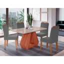 Ver imagem 1 de Conjunto de Mesa de Jantar Tampo de Vidro Off White Agata e 4 Cadeiras Paola Madeira Sued Joli e