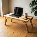 Ver imagem 1 de Mesa Articulada Multiuso Notebook Suporte Dobrável Infantil Café Cama Sofá Camping Madeira 70 cm