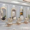 Ver imagem 3 de Espelho Jateado com Led Quente/frio Grande Corpo Inteiro com Moldura Oval 170x70cm Luxo Bronze