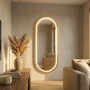 Ver imagem 3 de Espelho Jateado com Led Quente/frio Grande Corpo Inteiro com Moldura Oval 170x70cm Luxo Bronze
