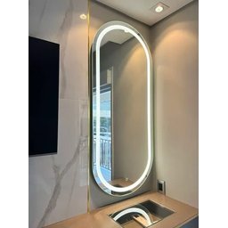 Espelho Jateado com Led Quente/frio Grande Corpo Inteiro com Moldura Oval 170x70cm Luxo Bronze - 2