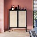 Ver imagem 1 de Cristaleira 2 Portas 93cm Palhinha Pé Madeira Oslo Preto/Nero