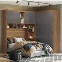 Ver imagem 1 de Guarda-roupa Casal Modulado Lugano 7 Portas 4 Gavetas Jatoba/grafite - Santos Andirá