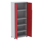 Ver imagem 2 de Armário Alto 2 Portas Pandin 80 Cm (largura) Inmetro Estrutura Aço Cinza e Portas Vermelhas C/