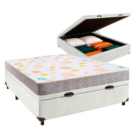 Cama Box Bau Blindado Casal + Colchão D20 D20 Inducol