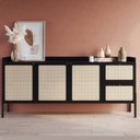 Ver imagem 1 de Buffet Aparador 3 Portas 2 Gavetas Palhinha Pé Madeira Oslo Preto/Nero