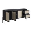 Ver imagem 4 de Buffet Aparador 3 Portas 2 Gavetas Palhinha Pé Madeira Oslo Preto/Nero