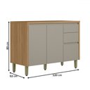 Ver imagem 3 de Balcão de Cozinha 120 Cm Allure 2 Portas 3 Gavetas 100% Mdf Jequitibá/gris Fosco - Linea Brasil