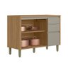 Balcão de Cozinha 120 Cm Allure 2 Portas 3 Gavetas 100% Mdf Jequitibá/gris Fosco - Linea Brasil - 2