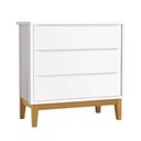 Ver imagem 1 de Cômoda Retrô Square 3 Gavetas e Pé em Madeira - Branco Fosco