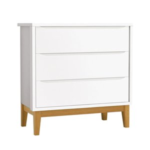 Cômoda Retrô Square 3 Gavetas e Pé em Madeira - Branco Fosco