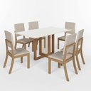 Ver imagem 2 de Conjunto Sala Jantar Canto Reto com Vidro 6 Cadeira Kelly Espresso Móveis Off White/Nature