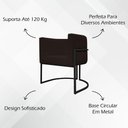 Ver imagem 7 de Poltrona Decorativa Recepção Luna Tecido Sintético Base de Ferro Preta - Marrom Corino