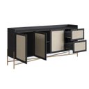 Ver imagem 4 de Buffet Aparador 3 Portas 2 Gavetas Palhinha Pé Metal Oslo Preto/Nero/Dourado
