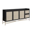 Ver imagem 5 de Buffet Aparador 3 Portas 2 Gavetas Palhinha Pé Metal Oslo Preto/Nero/Dourado