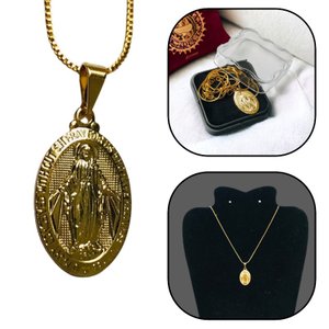 Colar Corrente Nossa Das Graças Aço Inox Dourado Armazém Católico