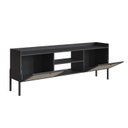 Ver imagem 5 de Rack para TV até 65 Polegadas 183cm Pés em Madeira Maciça 2 Portas Palhinha Oslo Preto