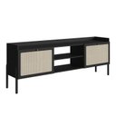 Ver imagem 6 de Rack para TV até 65 Polegadas 183cm Pés em Madeira Maciça 2 Portas Palhinha Oslo Preto