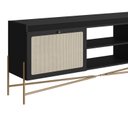 Ver mais imagens de Rack para TV até 65 Polegadas 183cm Pés em Madeira Maciça 2 Portas Palhinha Metal Oslo Preto