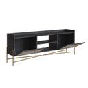 Ver imagem 6 de Rack para TV até 65 Polegadas 183cm Pés em Madeira Maciça 2 Portas Palhinha Metal Oslo Preto