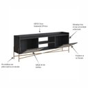 Ver imagem 7 de Rack para TV até 65 Polegadas 183cm Pés em Madeira Maciça 2 Portas Palhinha Metal Oslo Preto