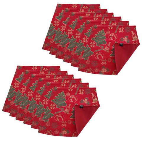 Jogo Americano Luxo Arvore de Natal Dupla face 12un