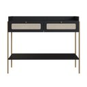 Ver imagem 3 de Aparador 2 Gavetas 103cm Palhinha Pé Metal Oslo Preto/Nero/Dourado