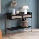 Ver imagem 1 de Aparador 2 Gavetas 103cm Palhinha Pé Metal Oslo Preto/Nero/Dourado
