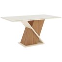 Ver imagem 2 de Mesa de Jantar 6 Lugares 160cm Vidro Canto Reto Valena Nature/off H02 - Mpozenato