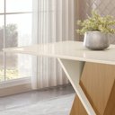 Ver imagem 5 de Mesa de Jantar 6 Lugares 160cm Vidro Canto Reto Valena Nature/off H02 - Mpozenato
