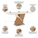 Ver imagem 3 de Mesa de Jantar 6 Lugares 160cm Vidro Canto Reto Valena Nature/off H02 - Mpozenato