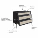 Ver imagem 7 de Cômoda 3 Gavetas Palhinha Pé Madeira Oslo Preto/Nero