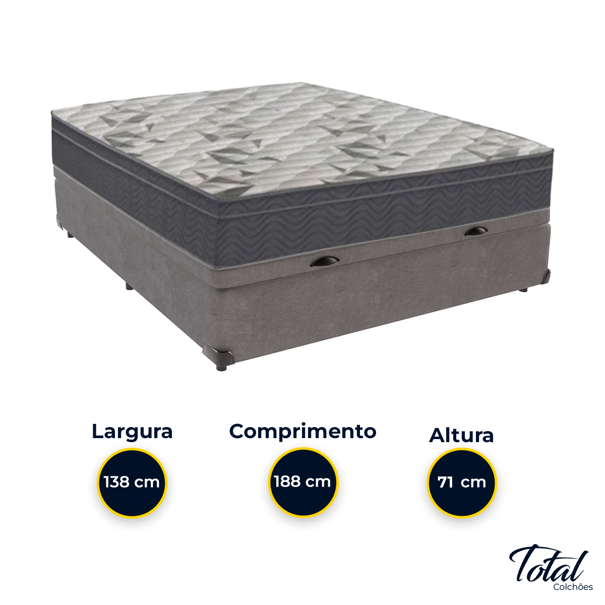 Cama Box Baú Casal Cinza e Colchão Airtech 100 D33 Ortobom - 3