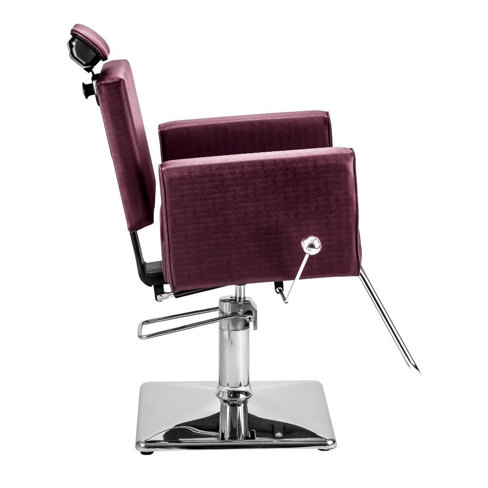 Cadeira Cabelereiro Barbeiro Poltrona Reclinável Estofado Salão de Beleza Square Class Vinho - 3