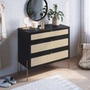 Ver imagem 1 de Cômoda para Quarto 3 Gavetas Oslo Preto/Nero/Dourado