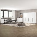 Ver imagem 1 de Quarto Casal Roupeiro 6 Portas Cômoda 8 Gavetas 2 Mesas Cabeceira 3 Gavetas