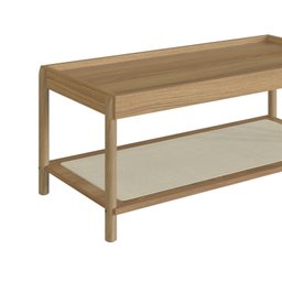 Mesa de Centro Retangular com Prateleira 93cm Palhinha Pé Madeira Oslo - 7