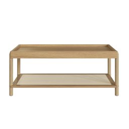 Mesa de Centro Retangular com Prateleira 93cm Palhinha Pé Madeira Oslo - 3