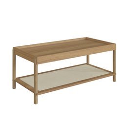 Mesa de Centro Retangular com Prateleira 93cm Palhinha Pé Madeira Oslo - 5