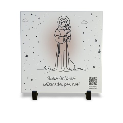 Azulejo Decorativo Religiosa com Qr Code Orações Santo Antonio
